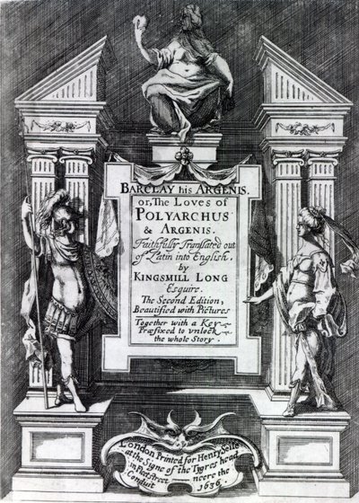 Frontispiece for Argenis by John Barclay, second English edition, 1636 by English School
