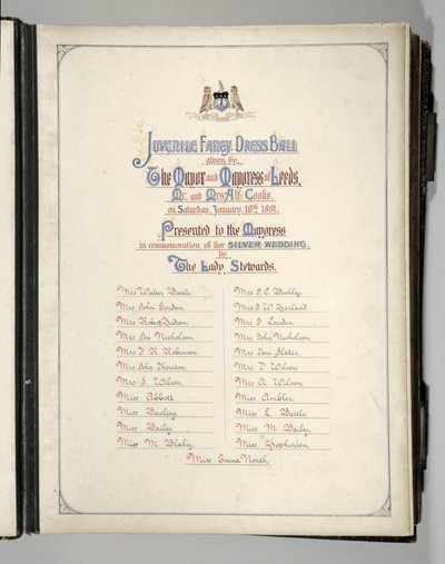 Frontispiece from a souvenir album of the Juvenile Fancy Dress Ball, Leeds by English School
