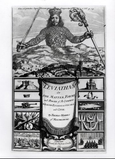 Frontispiece to Leviathan or the Matter, Forme and Power of a Common Wealth Ecclesiasticall and Civil, 1651, by Thomas Hobbes of Malmesbury by English School