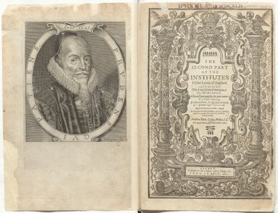 Frontispiece to The Second Part of the Institutes of the Lawes of England by English School