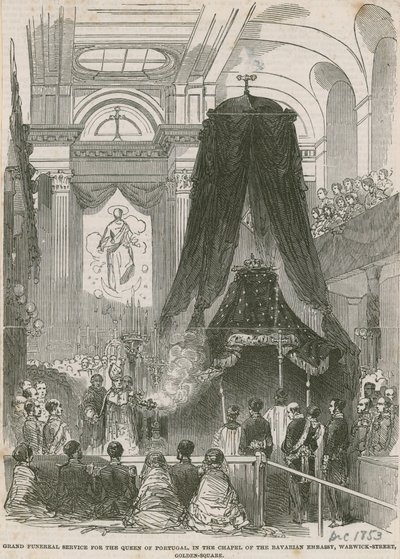 Funeral for the Queen of Portugal, in the Chapel of the Bavarian Embassy, Warwick Street, Golden Square by English School