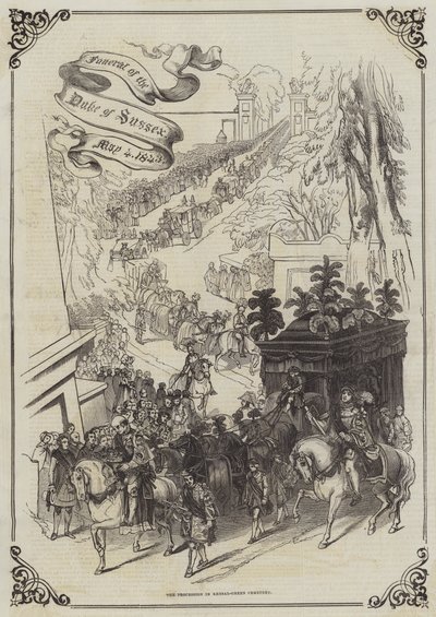 Funeral of the Duke of Sussex, 4 May 1843, the Procession in Kensal-Green Cemetery by English School