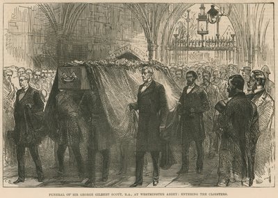 Funeral of the Late Sir George Gilbert Scott, RA, at Westminster Abbey, Entering the Cloisters by English School