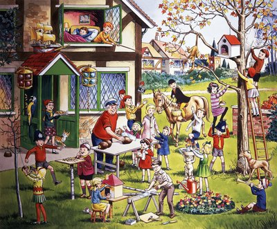 Garden Scene with Children by English School