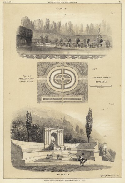 Gardens: Isola Bella in the Boboli Gardens, Florence, and Monreale, Italy by English School