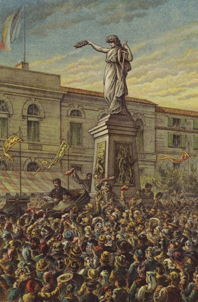 Garibaldi unveiling the Mentana Memorial at Milan by English School