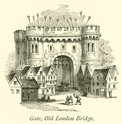 Gate, Old London Bridge by English School
