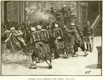 General Pavia dismissing the Cortes by English School