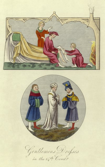 Gentlemens dresses in the 14th Century by English School