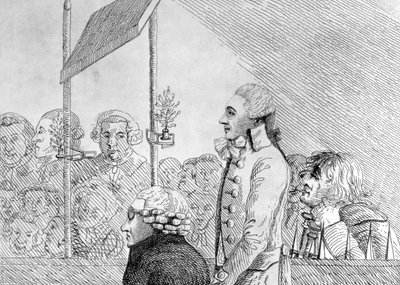 George Barrington Drawn from the Life During His Trial at the Old Bailey on Friday September 17 by English School