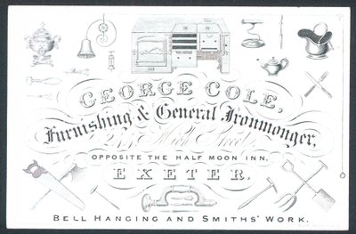George Cole, Furnishing and General Ironmonger, Trade Card by English School