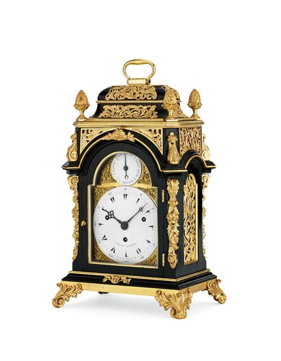 George III Ormolu-Mounted Ebonised Striking and Musical Eight-Day Table Clock of Small Size, c.1765 by English School
