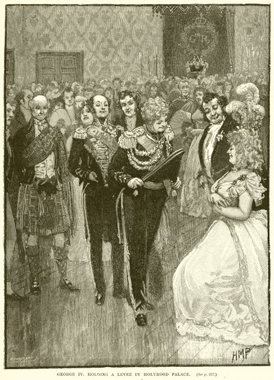 George IV holding a Levee in Holyrood Palace by English School