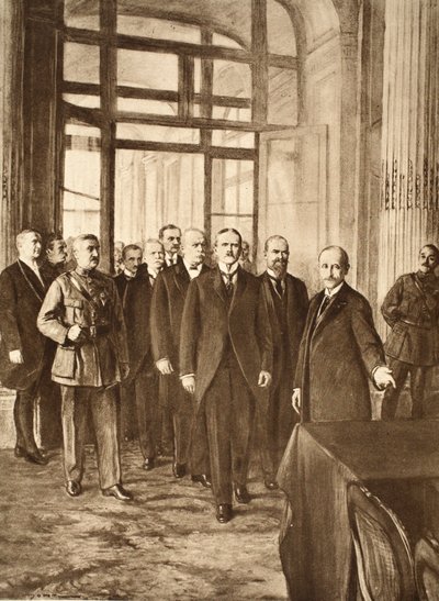 German Politicians at the Palace of Versailles, 1919 by English School