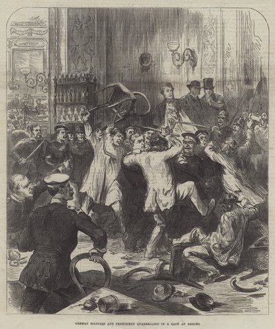 German Soldiers and Frenchmen Quarrelling in a Cafe at Rheims by English School