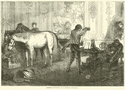 German troopers in a French Chateau by English School