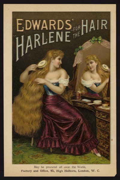 Girl brushing her long blonde hair; Edward