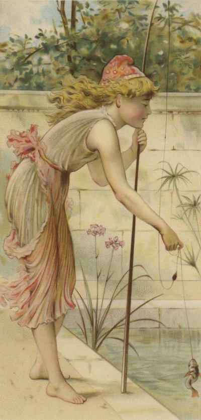 Girl Fishing by English School
