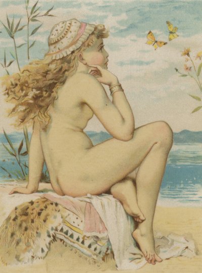 Girl Looking Out to Sea by English School