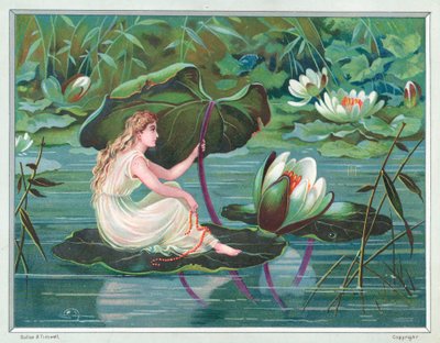 Girl sitting on Lily Pad in Pond by English School