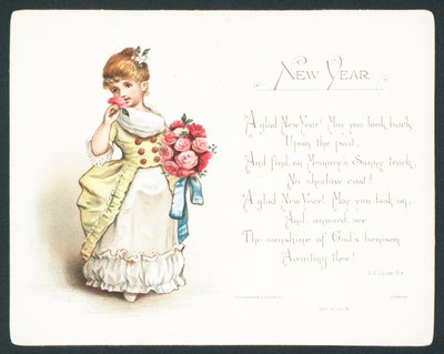 Girl Smelling Roses by English School