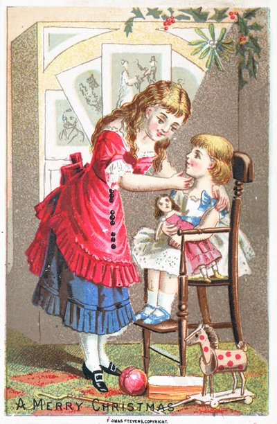 Girl talking to young child in high chair by English School