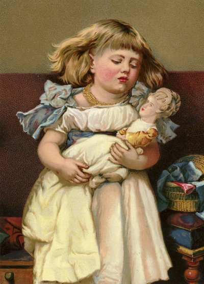 Girl with Sick Doll by English School