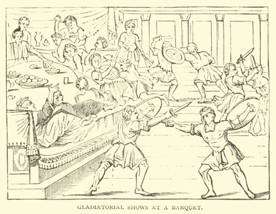 Gladiatorial Shows at a Banquet by English School