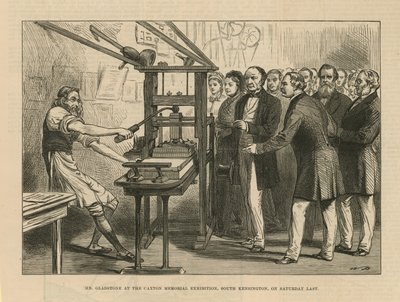 Gladstone at the Caxton Memorial Exhibition by English School