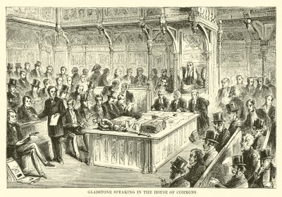 Gladstone Speaking in the House of Commons by English School
