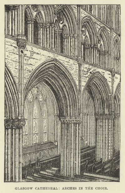 Glasgow Cathedral, Arches in the Choir by English School