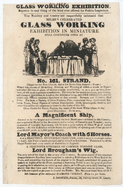Glass working exhibition, 161 Strand, July 1834 by English School