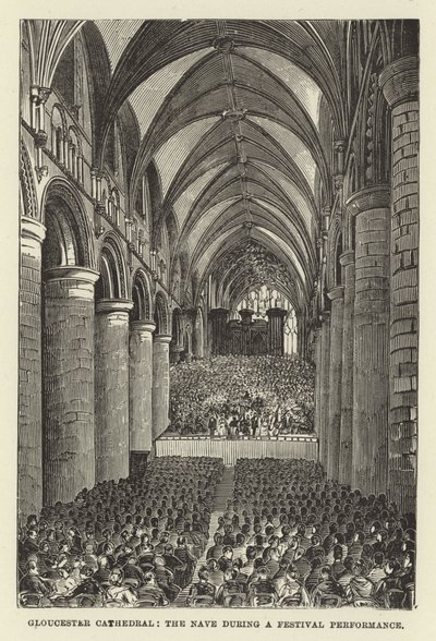 Gloucester Cathedral, the nave during a festival performance by English School