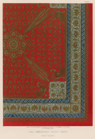 Gold Embroidered Velvet Carpet by English School