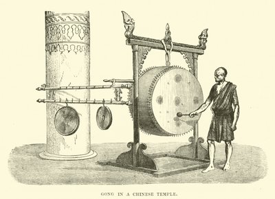 Gong in a Chinese Temple by English School