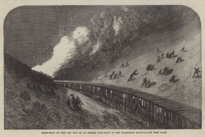 Goods-Train on Fire run into by an Express Mail-Train on the Caledonian Railway by English School