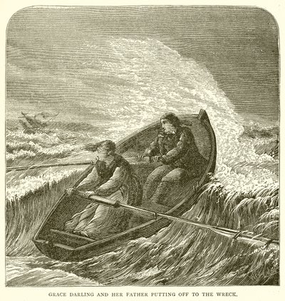 Grace Darling and her Father Putting Off to the Wreck by English School