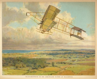 Grahame-White in His Aeroplane Flying to Blackpool. Little People