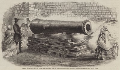 Great Brass Gun taken from the Chinese, just placed on the North Terrace, Windsor Castle by English School