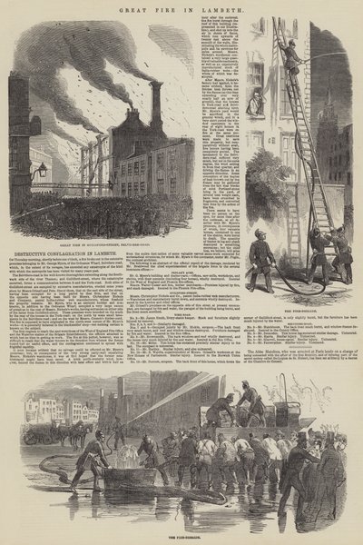 Great Fire in Lambeth by English School