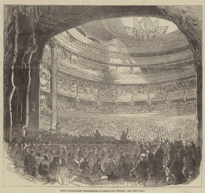 Great Protectionist Demonstration in Drury-Lane Theatre by English School