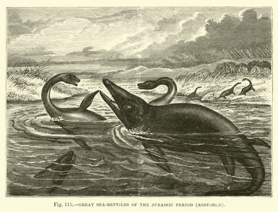 Great Sea-Reptiles of the Jurassic Period, Restored by English School