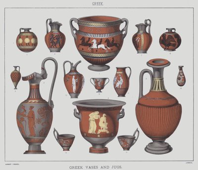 Greek Vases and Jugs by English School