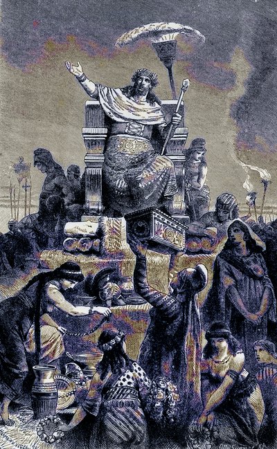 Greek Degeneracy - Croesus on the Funeral Pile (illustration from The Illustrated History of the World, published c.1880) by English School