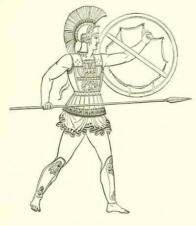 Greek Warrior Armed with Spear and Shield by English School