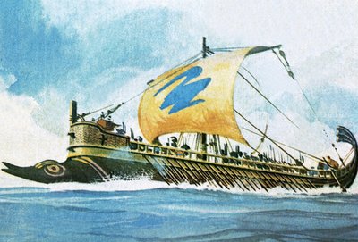 Greek Warships by English School