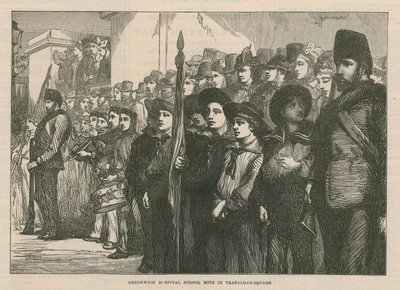 Greenwich Hospital School Boys in Trafalgar Square by English School