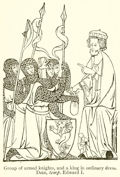 Group of Armed Knights, and a King in Ordinary Dress. Date, Temp Edward I by English School