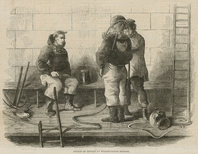 Group of Divers at Westminster Bridge by English School