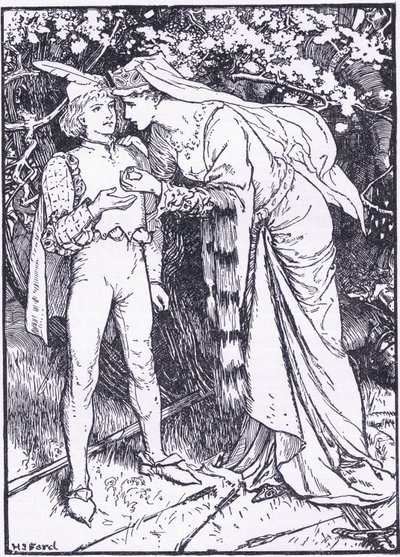 Guenevere sends her page to Lancelot for help, illustration from 